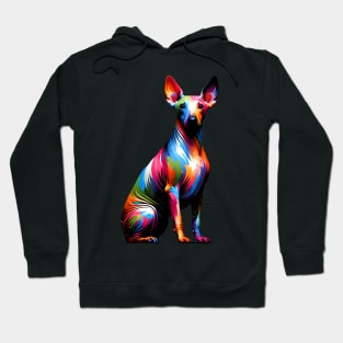 Bright American Hairless Terrier in Splash Paint Style Hoodie